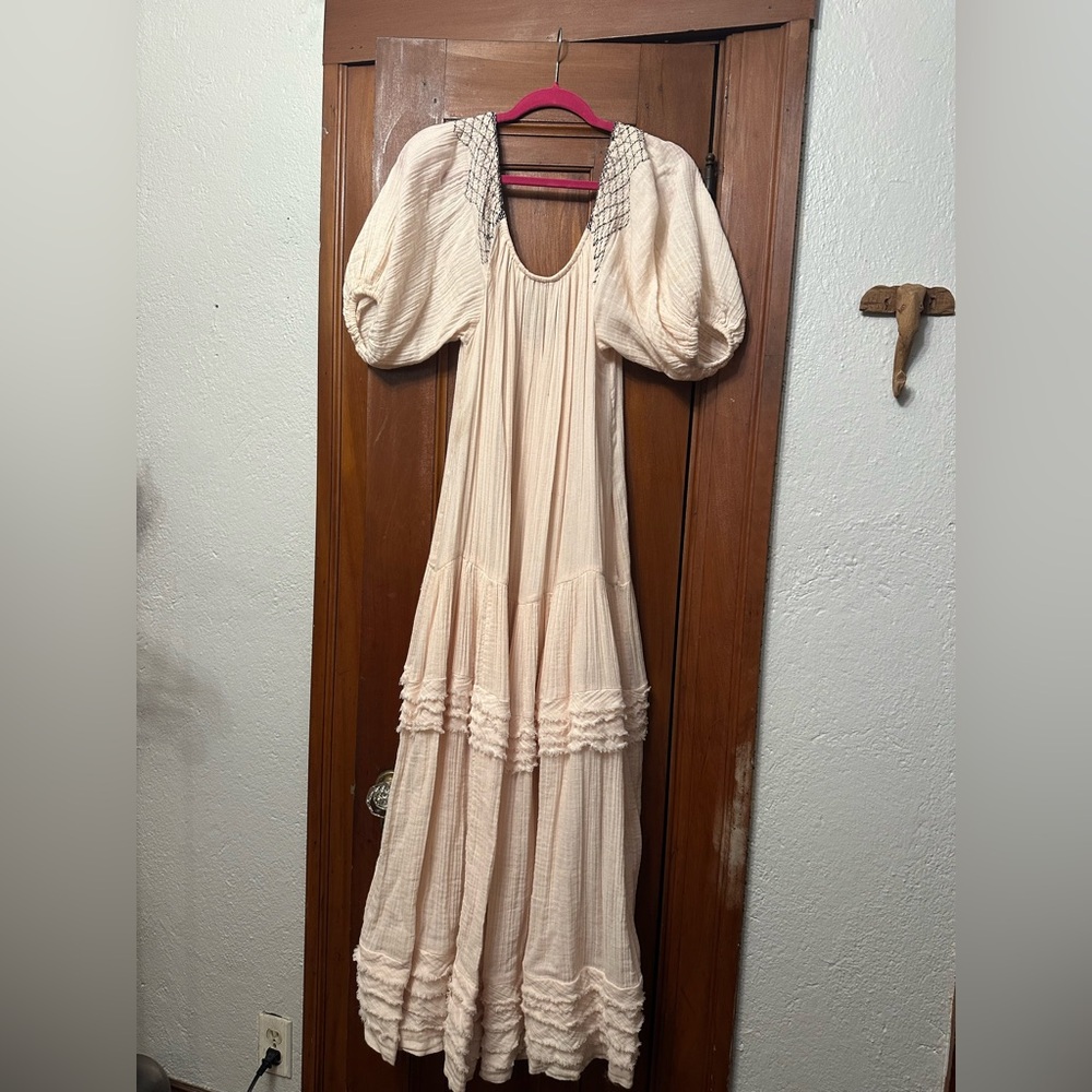Free People NWOT Sunday Stroll Cotton Cream Maxi Dress - Picture 3 of 5